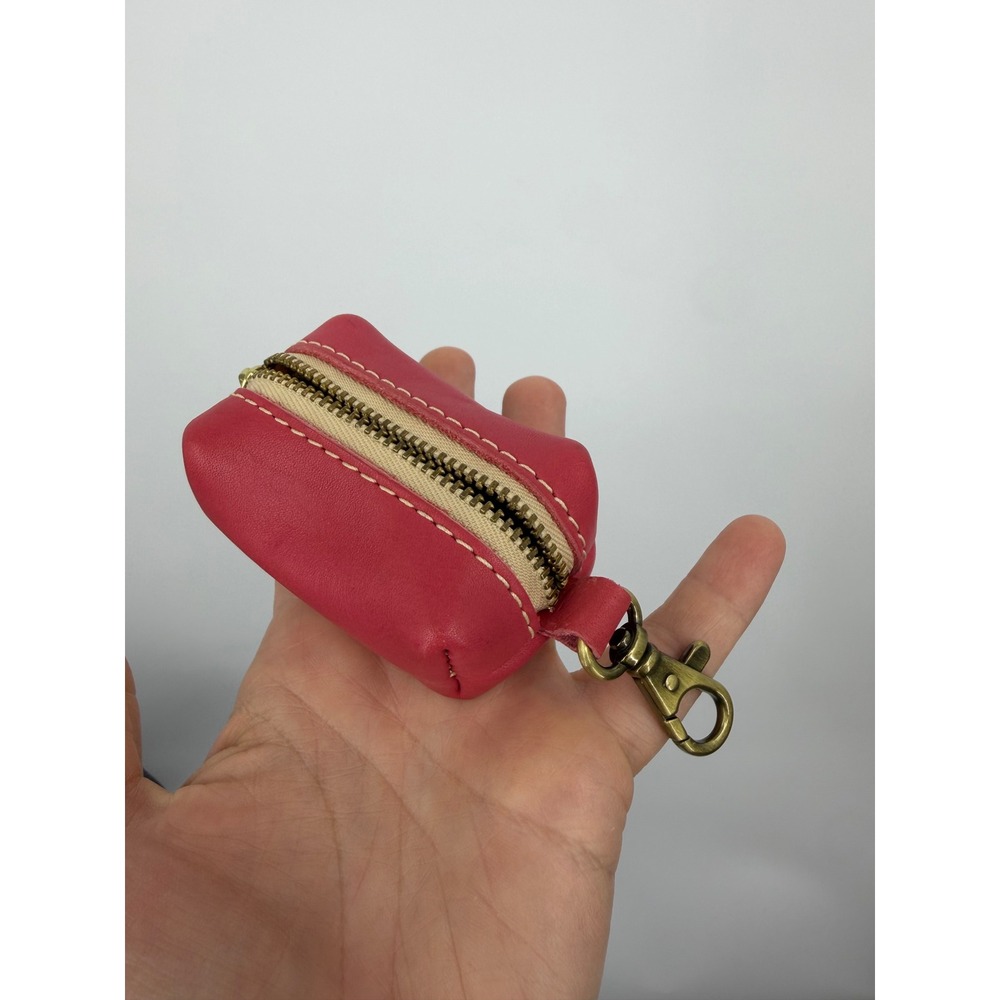 Portland Leather Goods dopp Pouch Pink Leather Swivel Clasp Zip